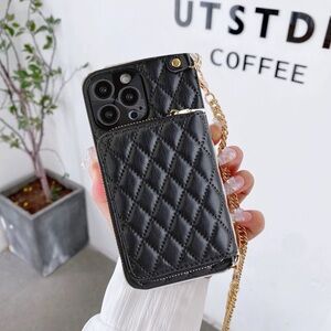 iPhone Case with Crossbody Adjustable Strap in Black Color
